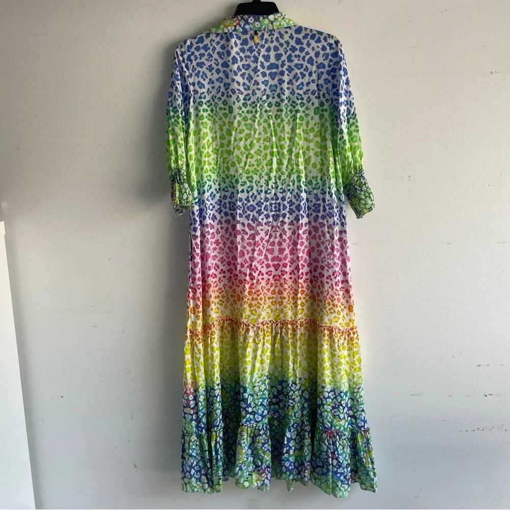 Ruby Yaya Rainbow Leopard Print Button Down Shirt… - image 3